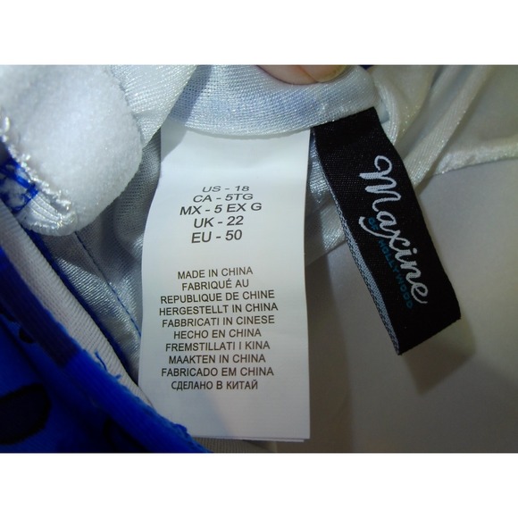 MAXINE of HOLLYWOOD‎ TAKINI SWIMSUIT TOP NAVY BLUE & AQUA FLORAL  Size 18 NWT - Picture 4 of 7